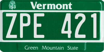 VT license plate ZPE421