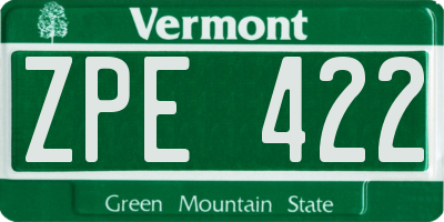 VT license plate ZPE422