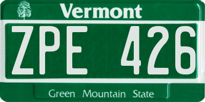 VT license plate ZPE426