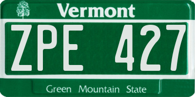 VT license plate ZPE427
