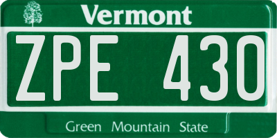 VT license plate ZPE430