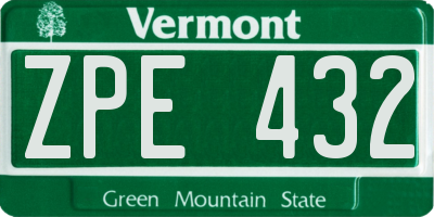 VT license plate ZPE432