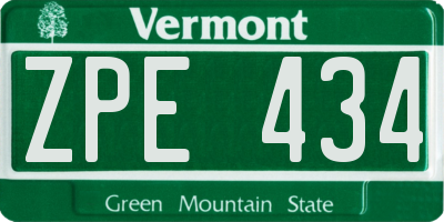 VT license plate ZPE434