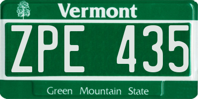 VT license plate ZPE435