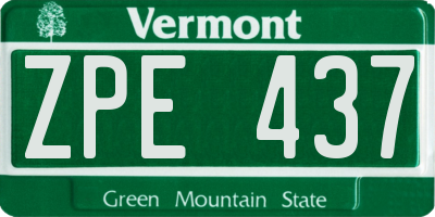 VT license plate ZPE437