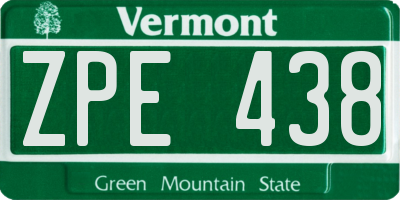 VT license plate ZPE438