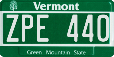 VT license plate ZPE440