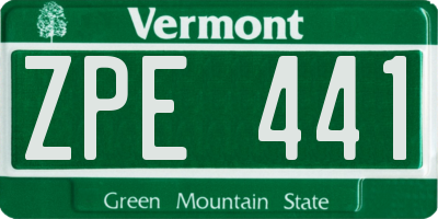 VT license plate ZPE441