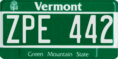 VT license plate ZPE442