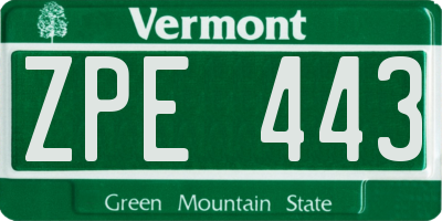 VT license plate ZPE443