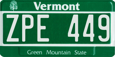 VT license plate ZPE449