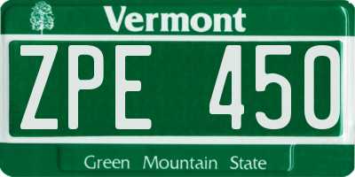 VT license plate ZPE450