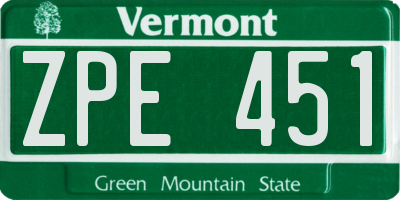 VT license plate ZPE451