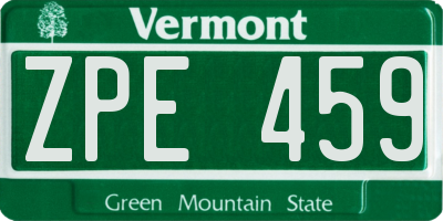 VT license plate ZPE459