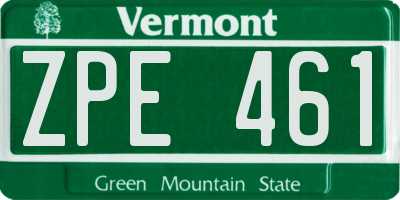 VT license plate ZPE461