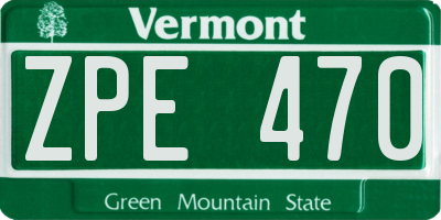 VT license plate ZPE470