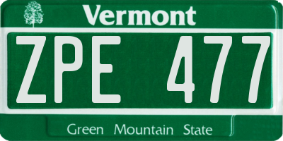 VT license plate ZPE477