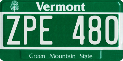 VT license plate ZPE480