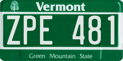 VT license plate ZPE481