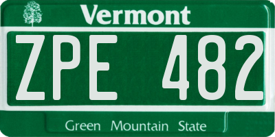 VT license plate ZPE482