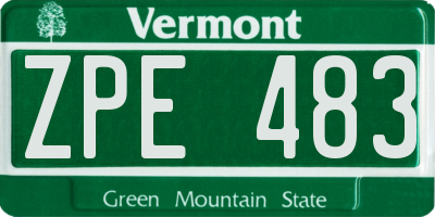VT license plate ZPE483