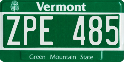VT license plate ZPE485