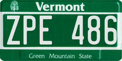 VT license plate ZPE486