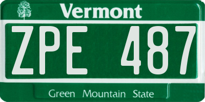 VT license plate ZPE487
