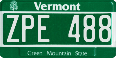 VT license plate ZPE488