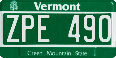 VT license plate ZPE490