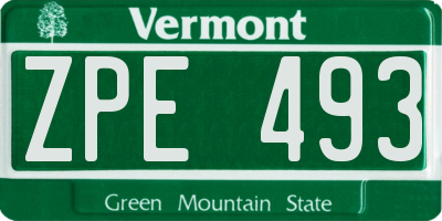 VT license plate ZPE493