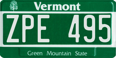VT license plate ZPE495