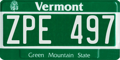VT license plate ZPE497