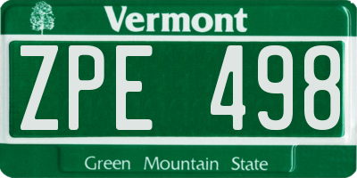 VT license plate ZPE498