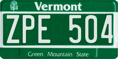 VT license plate ZPE504