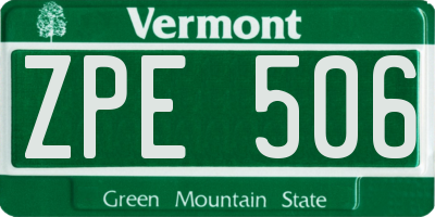 VT license plate ZPE506