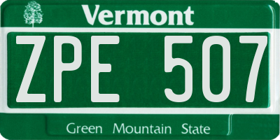 VT license plate ZPE507