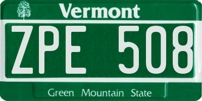 VT license plate ZPE508