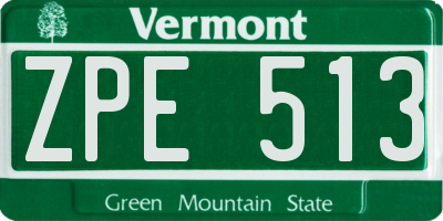 VT license plate ZPE513
