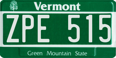 VT license plate ZPE515