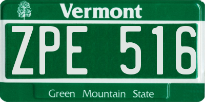VT license plate ZPE516