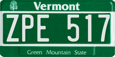 VT license plate ZPE517