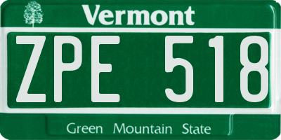 VT license plate ZPE518