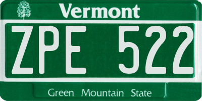 VT license plate ZPE522