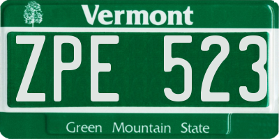 VT license plate ZPE523
