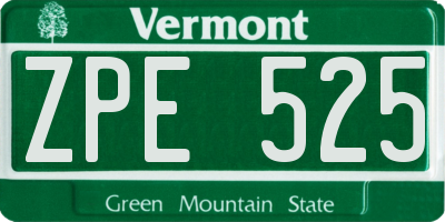 VT license plate ZPE525