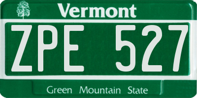 VT license plate ZPE527