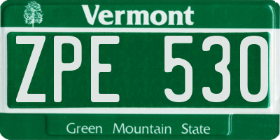 VT license plate ZPE530