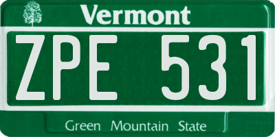 VT license plate ZPE531