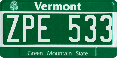 VT license plate ZPE533